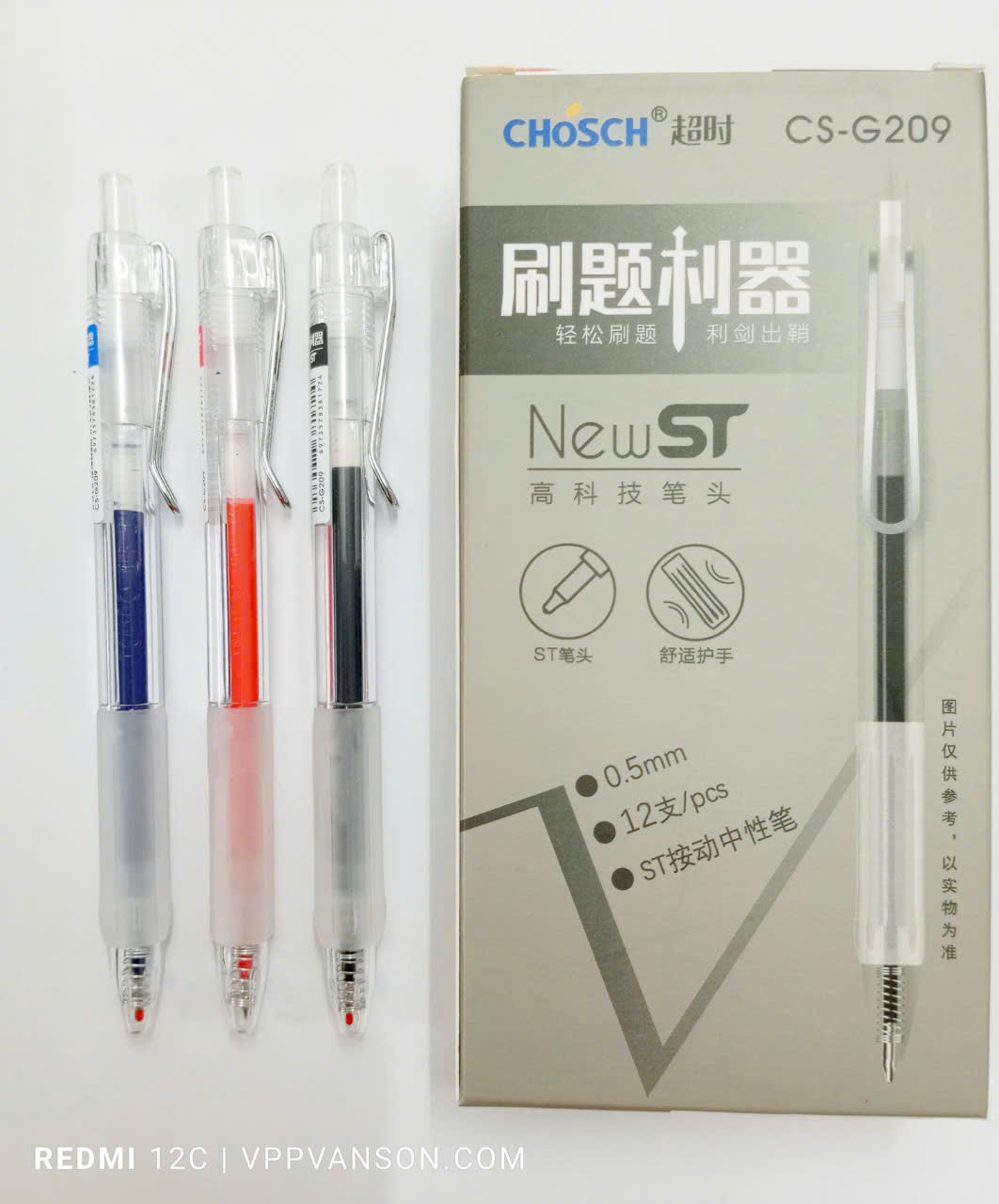 BÚT BI BẤM CS-G209 Xanh-Đỏ-Đen